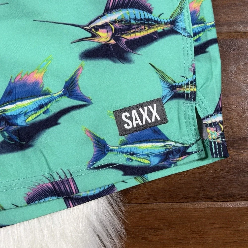 Saxx Men's Size XL‎ Fish Print Oh Buoy 2N1 Volley 7